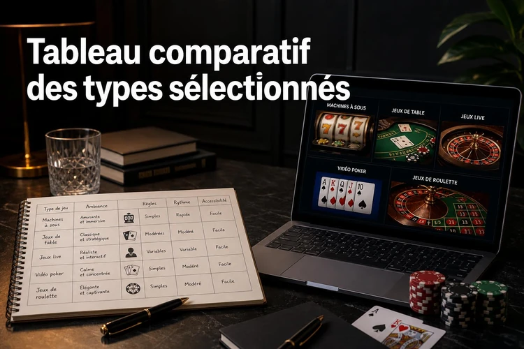 Tableau comparatif des types sélectionnés